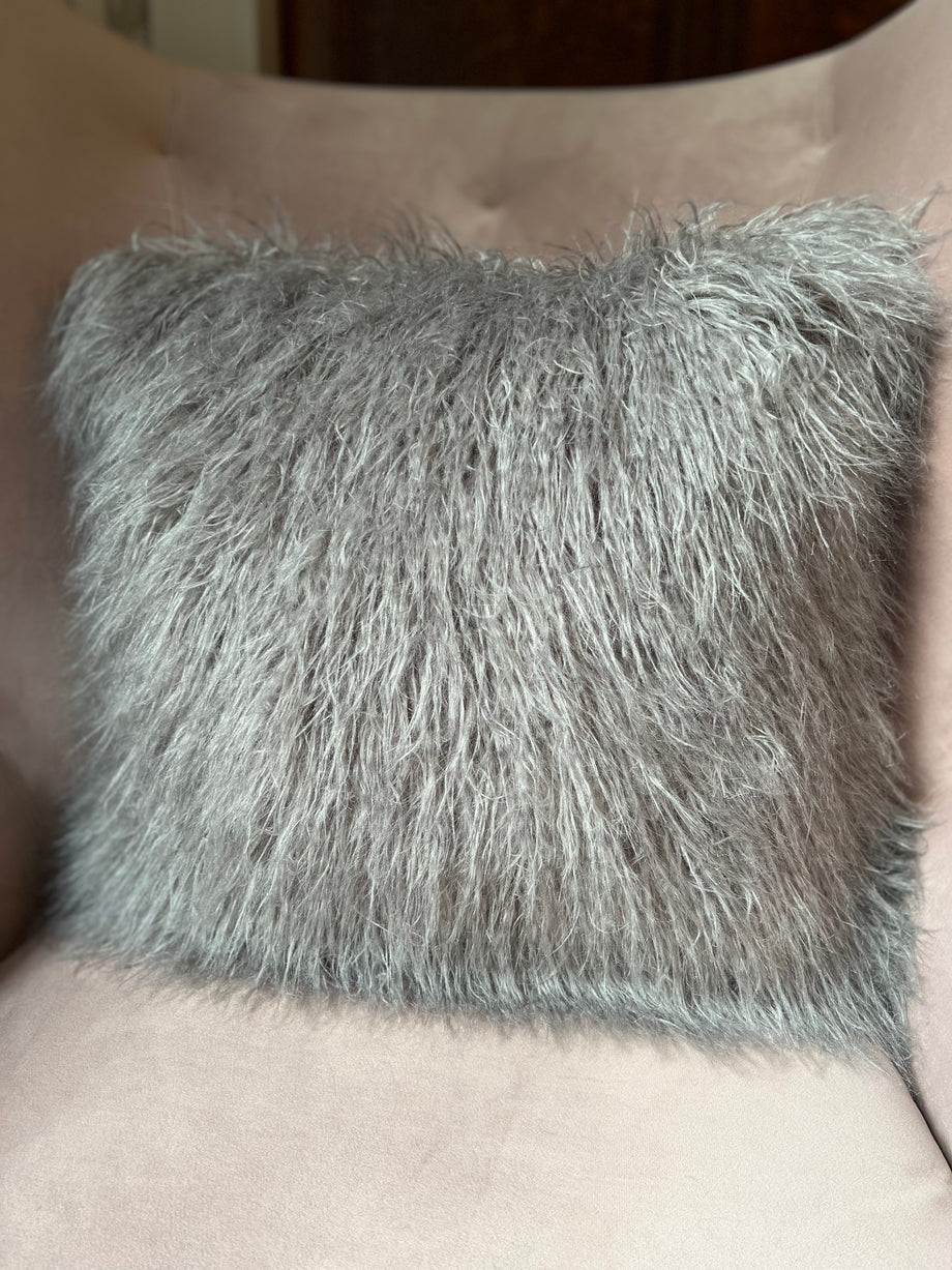 Grey faux outlet fur cushions